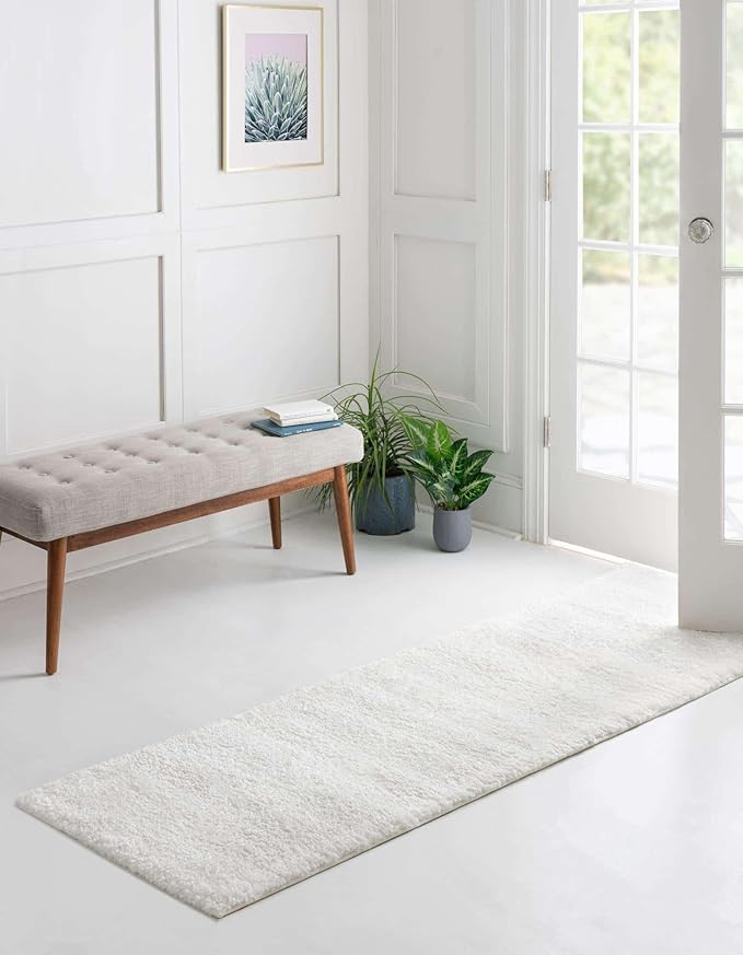 Unique Loom Solo Collection Area Rug - Calabasas (2' 2" x 8' Runner, Snow White)