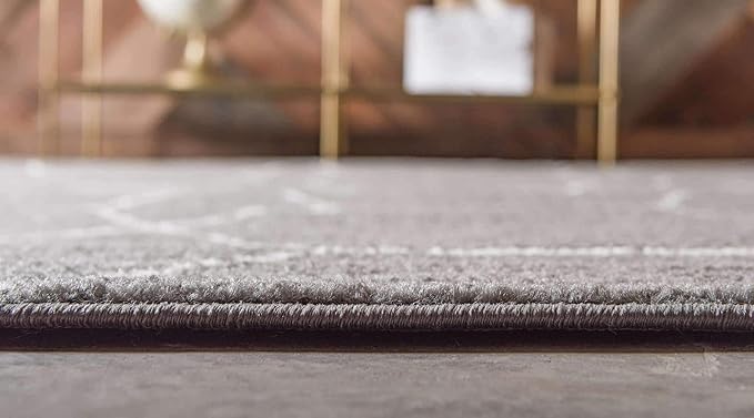 Unique Loom Trellis Frieze Collection Area Rug - Geometric (5' Square, Dark Gray/ Ivory)