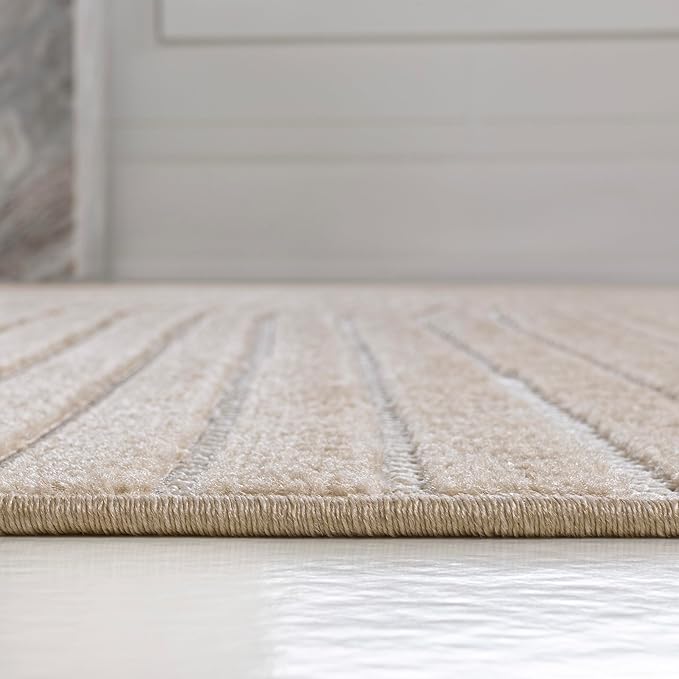 JONATHAN Y Hallie High-Low Curve Beige/Cream 8x10 Indoor/Outdoor Area Rug, Minimalist Geometric, Pet Friendly, for Patio, Backyard, Living Room, Bedroom, Office, Hose-Washable (SCN100D-8)