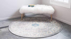 Unique Loom Salzburg Collection Classic Traditional Design Oriental Inspired Border Area Rug (7' 3 x 7' 3 Round, Gray/Beige)
