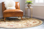 Unique Loom Versailles Collection Traditional Classic Floral Motif Area Rug (8' 0 x 8' 0 Round, Ivory/ Tan)