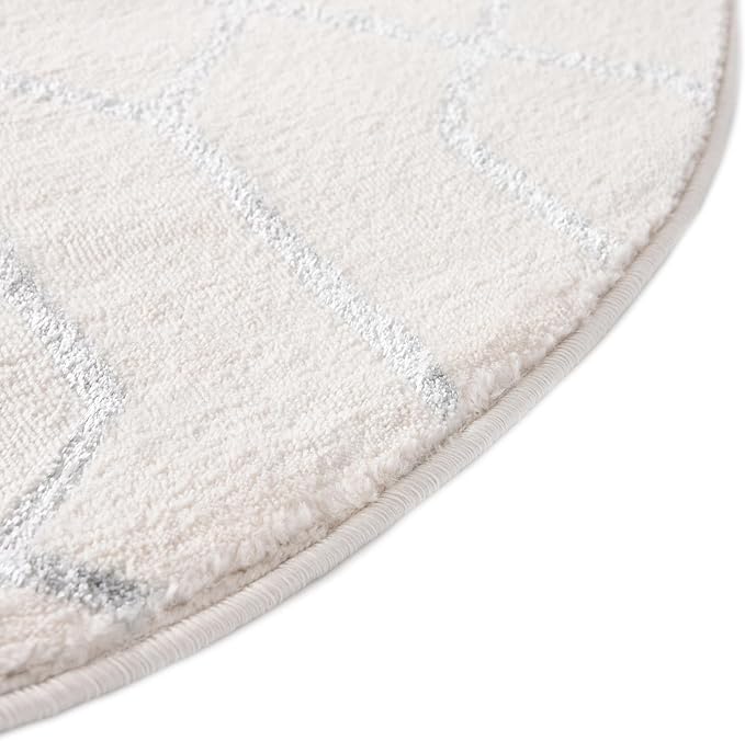 Unique Loom Marilyn Monroe Glam Collection Area Rug - Trellis (7' 10' x 10' Oval, White Silver/ Silver)