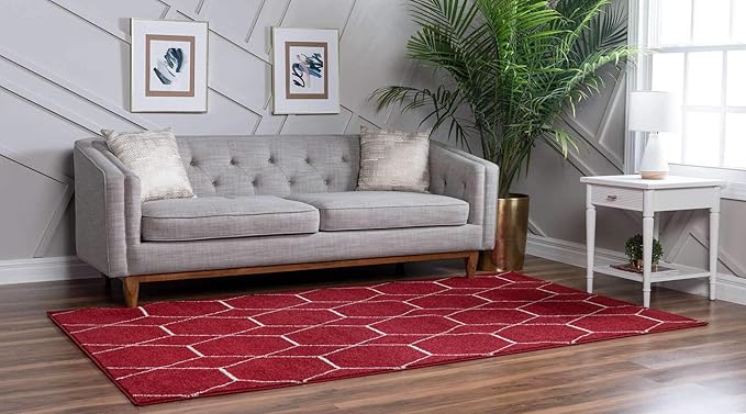 Unique Loom Trellis Frieze Collection Area Rug - Geometric (8' x 11', Red/ Ivory)