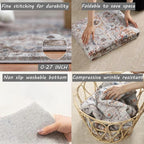 Area Rug 4x6 Washable Vintage Cover Foldable Thin Retro Accent Indoor Distressed Non Slip Carpet Floral Print Mat Bedroom Living Room Bathroom