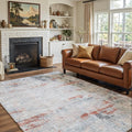 Area Rug 5x7 Washable Rug Grey and Brown for Living Room, Dining Room, Bedroom, Large Carpets, Non Slip & Non-Shedding Low Pile Vintage Print Rug for Home Office Decor