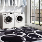 YIHOUSE 4x6 Ft Area Rugs, Concentric Circle Washable Rug, Black and White Geometric Design Rug for Small Living Room, Bedroom, Laundry Room, Entryway, Indoor Home Decor, Nonslip Non-Shedding