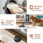 jinchan Area Rug 8x10 Washable Rug Vintage Living Room Carpet Thin Non Slip Large Mat Floral Medallion Boho Floor Cover Low Pile Carpet for Bedroom Dining Room Nursery Office Farmhouse