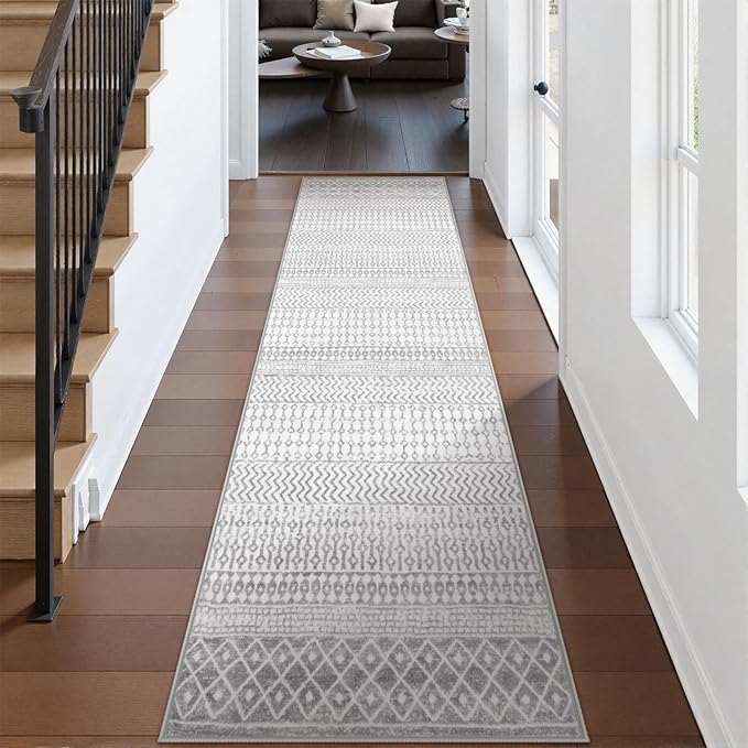 Moroccan Hallway Runner Rug 2'6''x10', Soft Non Slip Long Indoor Mats for Entryway, Machine Washable Kitchen Rugs Carpet Runner for Entrance Bedroom Living Room Corridor