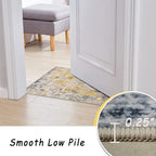 vivorug Round Rug 4ft Abstract Round Area Rug Non-Slip Indoor Carpet for Living Room Bedroom Entryway, Stain Resistant Home Decor Circle Rug, Grey/Mustard