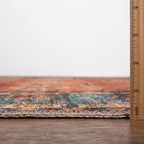 Bloom Rugs Washable Non-Slip 2' x 3' Rug - Orange/Teal Blue Traditional Bordered Area Rug for Living Room, Bedroom, Dining Room, and Kitchen - Exact Size: 2' x 3'