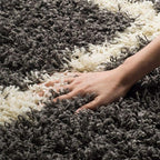 SAFAVIEH Dallas Shag Collection Area Rug - 4' Square, Dark Grey & Ivory, Trellis Design, Non-Shedding & Easy Care, 1.5-inch Thick Ideal for High Traffic Areas in Living Room, Bedroom (SGD257A)