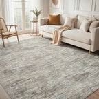 Garvee Solid Color Area Rugs 9x12 Large Living Room Rug with Rubber Backing, Stain Resistant Modern Rug Non Shedding Low Pile Soft Carpet, Foldable Thin Mats for Bedroom, Dining Room, Nursery, Camel