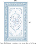 SOULFUL Medium Pile 3x5 Area Rug - Cozy Soft Underfoot Small Entryway Rug - Mist Blue Boho Floral - Washable Non-Slip - Perfect for Living Room Bedroom Foot Kids Room Reading Nook