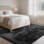 Fluffy Rug Shaggy Area Rug, Black 6x9 Area Rugs for Living Room, Large Shag Area Rugs for Bedroom Kids Room Home Decor, Upgrade Anti-Skid Rectangular Fuzzy Rugs