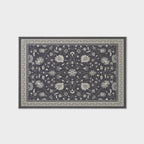 EVERGRACE Area Rugs for Living Room 6x9, Boho Floral Faux Wool Indoor Outdoor Rugs, Washable Rugs for Bedroom Dining Room Entryway Kitchen, Low Pile Floor Mat Carpet for Home Decor, Ebony Black