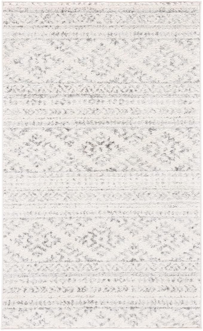 SAFAVIEH Tulum Collection Accent Rug - 2' x 3', Ivory & Grey, Moroccan Boho Tribal Design, Non-Shedding & Easy to Clean, Ideal for Front Door, Kitchen, Entryway, Foyer (TUL272A)