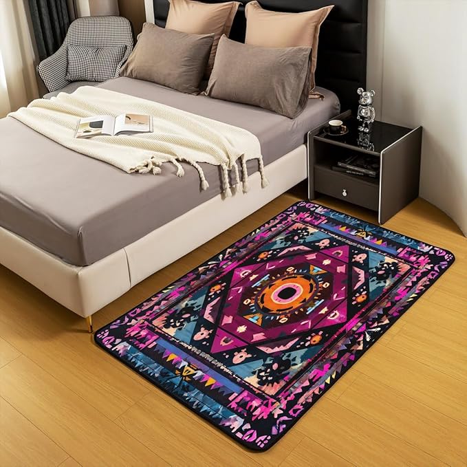 Bohemian Style 5x7 Area Rug Watercolor Living Room Rug | Victorian Decor Antique Rugs for Bedroom, Boho Floral Baroque Carpet Indoor Floor Mat