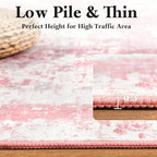 Washable Abstract Rug, 6x9 Modern Area Rugs with Non-Slip Rubber Backed for Living Room, Thin but Soft Contemporary Carpet Kitchen Bedroom Dining Room Decor, Pink