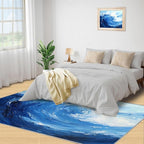 Japanese Ocean Rugs for Bedroom - 3x4 Area Rug - Ukiyo-E Ocean Waves Rugs for Living Room, Abstract Oil Painting Ocean Rug, Washable Home Decor Carpet