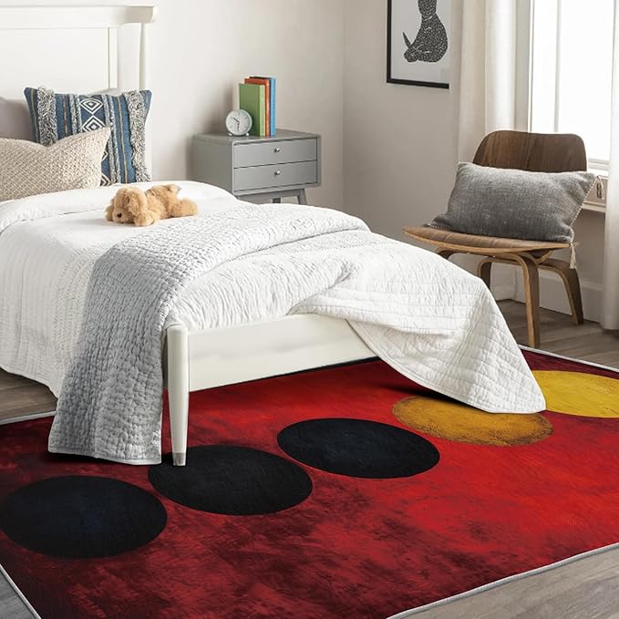 Geometric Rug, 7x9 Rug, Red Gradient Rugs for Living Room Bedroom, Modern Large Area Rug, Washable Rug Non Slip Soft Indoor Carpet, Kids and Pets Friendly, Geometric Home & Room Decor
