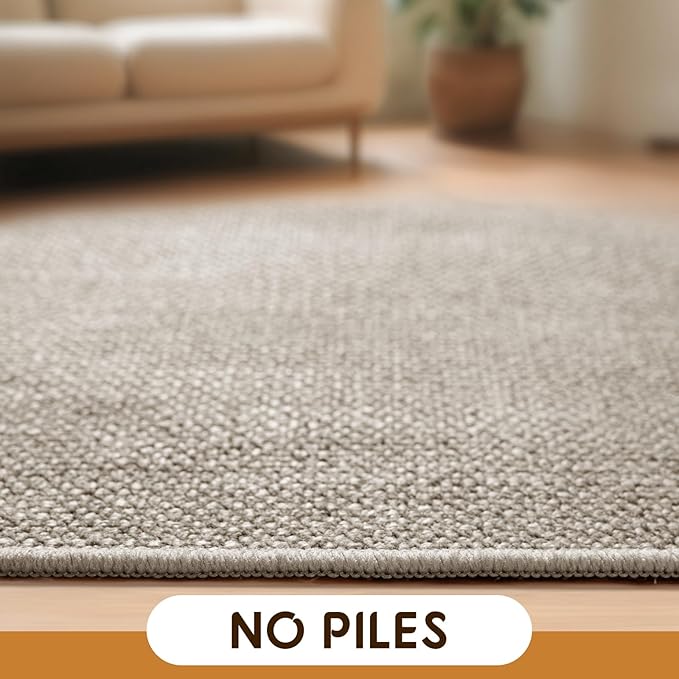 LBRO2M Easy Jute Solid Area Rug 9X12 Washable Rugs for Living Room Bedroom Natural Jute Look Indoor Outdoor Rug Durable, Solid Non Shedding Eco Friendly (9X12 Gray)