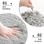 Small Bathroom Rug 17x24 Non Slip Gray Fluffy Bath Mat for Bathroom Floor Washable Plush Luxury Bath Rug for Tub Soft Shaggy Absorbent Shower Mat