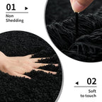 Bathroom Rug 24x48 Non Slip Fluffy Bath Mat for Bathroom Floor Washable Plush Luxury Bath Rug for Tub Soft Shower Mat, Black