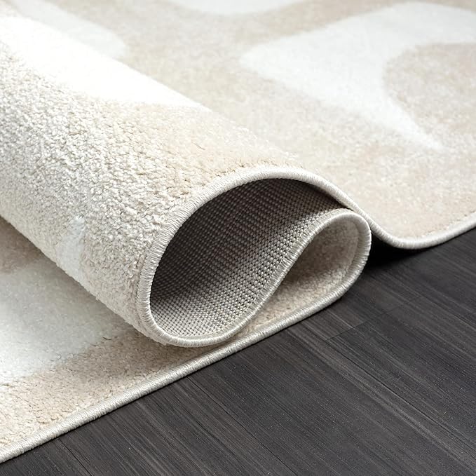 Abani Nuevo Collection Area Rug - Modern Geometric Beige/Cream Design - 6'x9' - Easy to Clean - Durable for Kids and Pets - Non-Shedding - Medium Pile - Soft Feel - for Living Room, Bedroom & Office