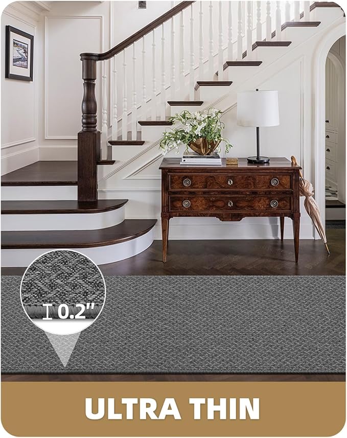 Color&Geometry Door Mat 3'x12' Runner Rug with Rubber Backing, Non Slip Washable Hallway Runner Kitchen Runner Rug, Carpet Runners for Hallway Living Room Bedroom, Grey (Rolled-up NO Creases)