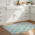 Lahome Moroccan Washable Kitchen Rugs- 2x4 Green Kitchen Mat Non-Slip Soft Bathroom Runner Throw Low-Pile Small Laundry Room Mat, Sage Print Distressed Floor Carpet Runners for Entryway Bedroom