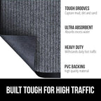 GORILLA GRIP Waterproof Traffic Guard Door Mat, 59x24, Heavy Duty Entryway Mats, Strong Rubber Back Commercial Rugs for Office Hallway, Garage Floor and Home, Low Profile Carpet Runner, Charcoal Gray