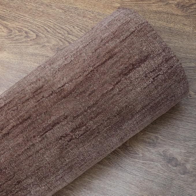 Hand Knotted Loom Wool ECO-Friendly Area Rugs - 10'x10', Square, Light Brown Color, Solid Plain Design, High Pile Handmade Anti Skid Area Rugs for Living Room, Bed Room (L00111)