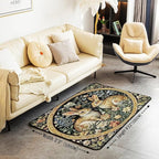 Rustic Rabbits 3 x 5 Area Rug Country Plant Leaves Floral Rugs for Living Room | Vintage Farmhouse Style Farm Animals Washable Rug, Cute Rabbit Botanical Carpet Indoor Floor Mat
