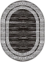 Minimalist Distressed Black Off White Greek Key Pattern Bordered Rug 8x10 for Liivng Room Bedroom Dining Room Soft Non Skid Washable Large Rugs Nursery Dorm Kitchen Rustic Classic Indoor Oval Carpet