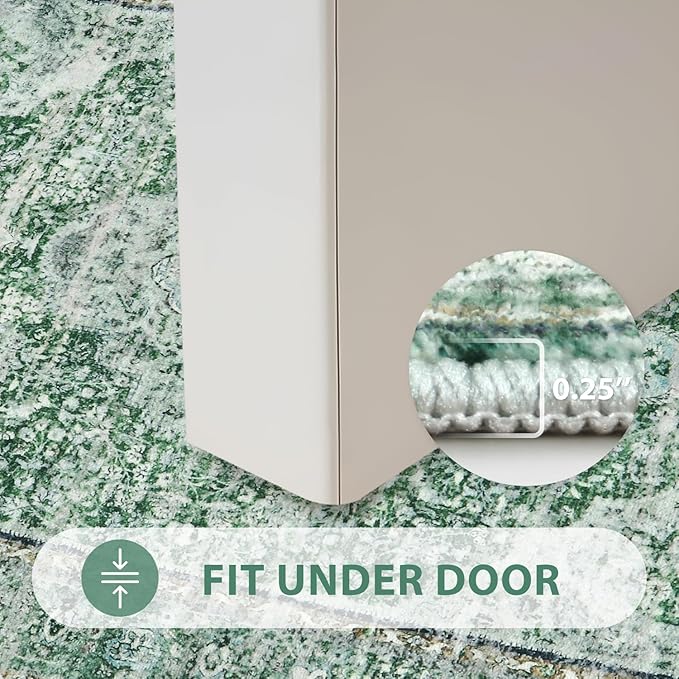 Uphome Green Bath Mat, Distressed Farmhouse Boho Bathroom Rugs, Super Cozy Velvet Small Bathroom Mats, Non Slip Machine Washable Bathroom Floor Mat for Toilet Sink Shower, 18x26 inch