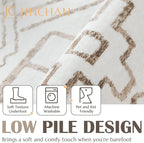 jinchan 3x5 Area Rugs for Entryway - Machine Washable Modern Rug Kitchen Soft Faux Wool Stain Resistant Non-Slip Ultra-Thin Low-Pile Geometric Carpet for Entrance Bedroom Living Room (3x5ft, Taupe)