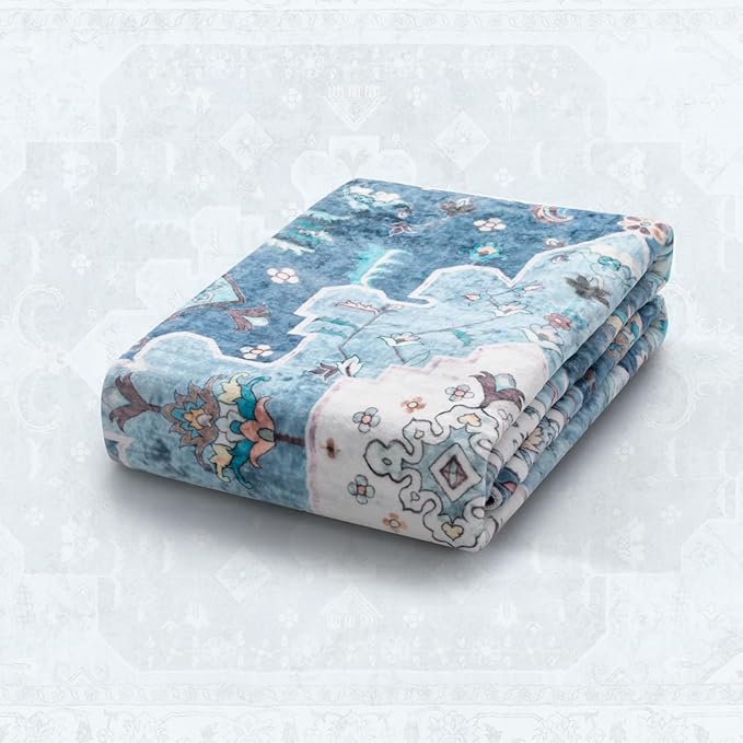 SERISSA Area Rug 3x5 Boho Blue Rugs for Bedroom, Washable Kitchen Rugs Non-Slip, Ultra Soft Print Distressed Vintage Entry Rug Low-Pile Throw Rug Carpet for Bedroom Nursery Living Room Dorm Decor
