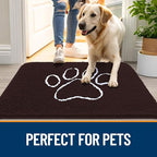 OLANLY Dog Door Mat for Muddy Paws 70x46, Paw Print Design, Absorbs Moisture and Dirt, Absorbent Non-Slip Washable Doormat, Quick Dry Chenille Mud Mat for Dogs, Entry Indoor Entryway Carpet, Brown