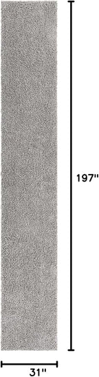 Unique Loom Davos Shag Collection Area Rug - Solid (2' 7" x 16' 5" Runner, Sterling)