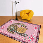 Cartoon Animal Pattern Area Rug Cute Cat Luxury Floral Decor for Carpet Farmhouse Bedroom Living Room Rugs Bathroom Kitchen Runner Mat Indoor Outdoor Non Slip Doormat 3' X 5'
