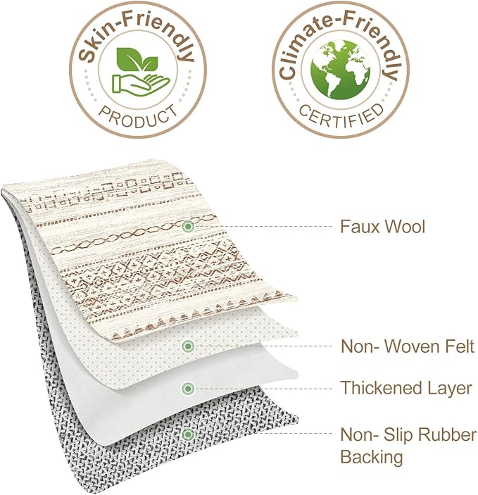 Nakagishi 6x8 Area Rug Living Room: Washable Boho Large Neutral Modern Soft Farmhouse Rugs Stain Resistant Indoor Floor Non-Slip Carpet for Bedroom Nursery Kids Playroom Office Dining Room- Brown