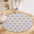 Circle Geometric Print Round Rug Vintage Blue Pink Area Rug Washable 8ft Circle Rugs for Living Room Bedroom Non Slip, Soft Indoor Floor Carpet for Kitchen Entryway Family Room