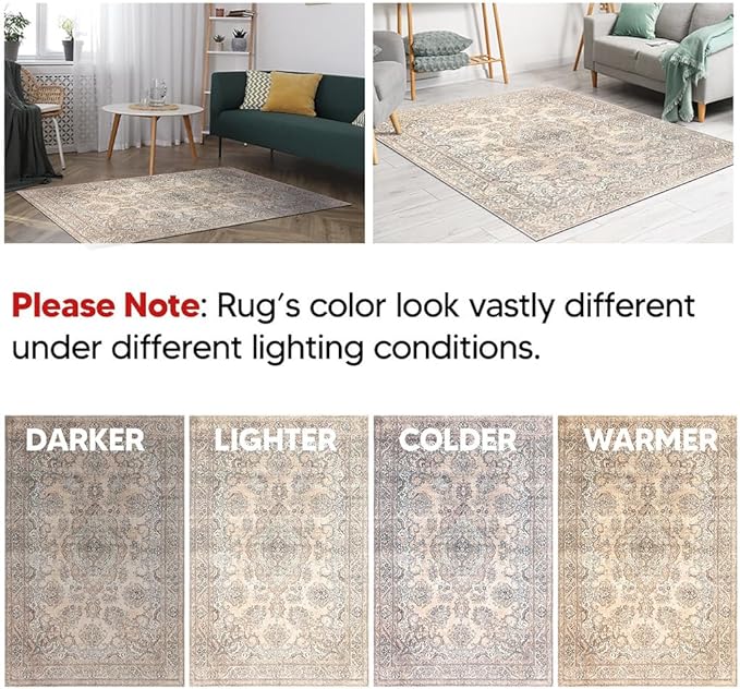 Keen Home Design 2x10 Rug - Machine Washable Runner Rug with Non-Slip Backing, Ideal for Hallway, Entryway, Kitchen, Laundry Room - Vintage, Easy Clean, Durable, Low Pile - (2'6" x 10')