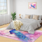 Peacock Rugs for Living Room - 5x6 Rug, Fantasy Peacock Area Rugs for Bedroom, Peafowl Rug, Girls Room Washable Carpet, Aesthetics Carpet - Peafowl Home Decor & Gifts