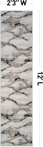 Rugshop Contemporary Gray Striated Area Rug Durable, Kid & Pet Friendly 2' 3" x 12' Runner Ideal for Hallway, Kitchen, Entryway, or Behind The Sofa