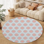 Circle Geometric Print Round Rug Vintage Blue Pink Area Rug Washable 5ft Circle Rugs for Living Room Bedroom Non Slip, Soft Indoor Floor Carpet for Kitchen Entryway Family Room