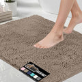 GORILLA GRIP Bath Rug Mat 48x17, Thick Absorbent Chenille, Quick Dry Microfiber Mats, Rubber Backing Washable Shower Floor Rugs, Bathmat Runner, US Designed Bathroom Home Decor Accessories Gray Beige