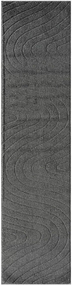 LUXE WEAVERS Modern Geometric Wave Anthracite 2x8 Area Rug