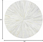 Faux Cowhide Round Area Rug | Non-Slip Leather Floor Carpet for Living Room, Bedroom, and Home Décor | Modern Stylish Accent Rug(White_6x6)