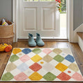jinchan Macy Area Rug 2x3 Kids Entryway Washable Indoor Doormat Small Soft Non Slip Modern Rug Diamond Carpet for Nursery Room Bedroom Bathroom Circus on Cream